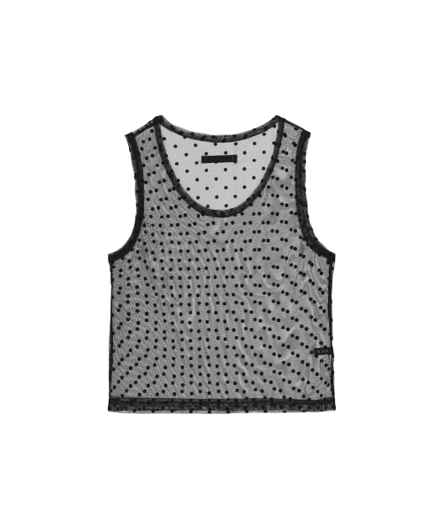 DOTS SHEER SLEEVELESS TOP_BLACK