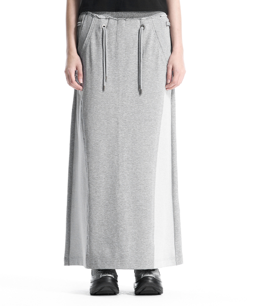 Lace-Up Eyelet Set-Up Skirt [ Melange Gray ]