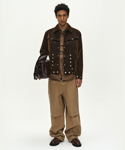 GEORGIA FLOCK VELVET JACKET (BROWN)