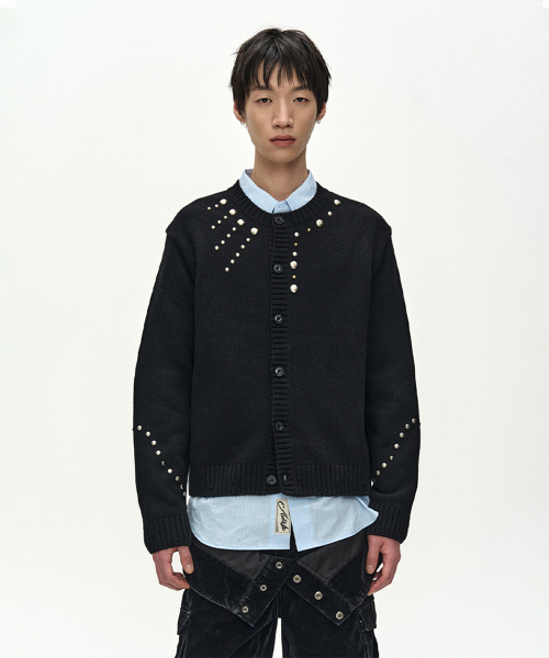 MUSINSA | ADSB ANDERSSON BELL ROGHEN STUDDED CARDIGAN (BLACK)