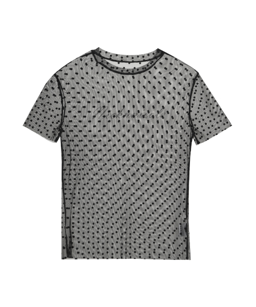 DOTS SHEER HALF TOP_BLACK