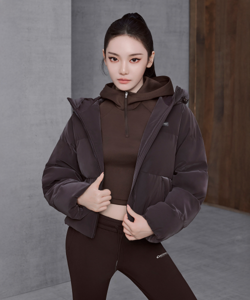 여성 에어웰 뉴올리아 숏패딩 벨로 (Brown) — Main product photo