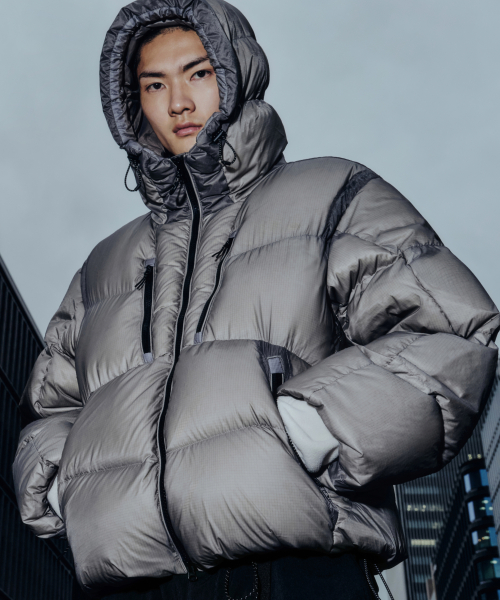 [시티 레저] 시어 후디드 다운 재킷 [웜 그레이]