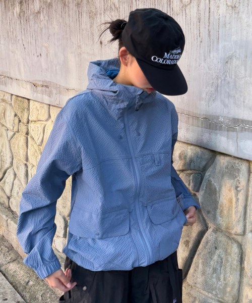 [3COLORS] 마룬 피크 체크 윈드 자켓