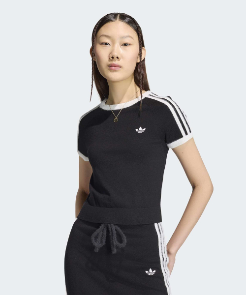 KNIT TEE BLACK/WHITE