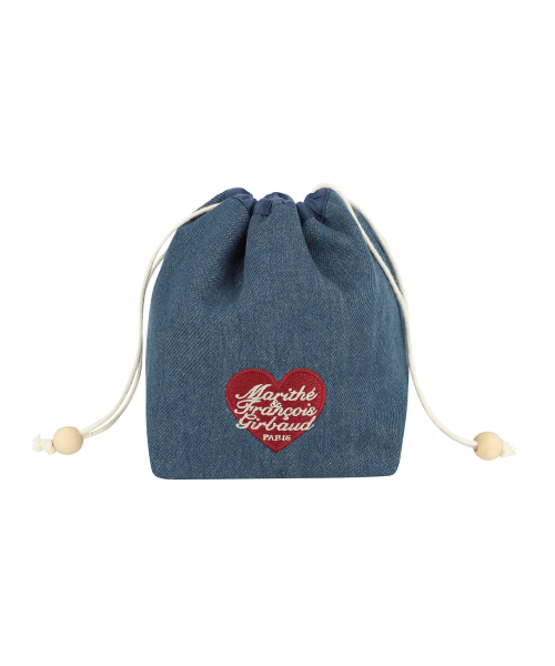 HEART CLASSIC LOGO STRING POUCH dark blue