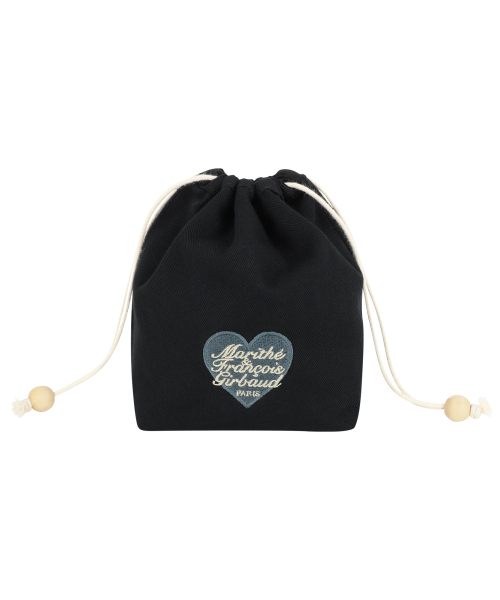 HEART CLASSIC LOGO STRING POUCH black