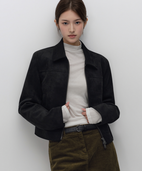 우먼즈 신세틱 스웨이드 싱글 재킷 [블랙]