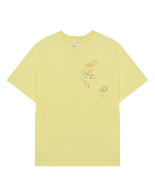PASSPORT STAMP T-SHIRT / Light yellow