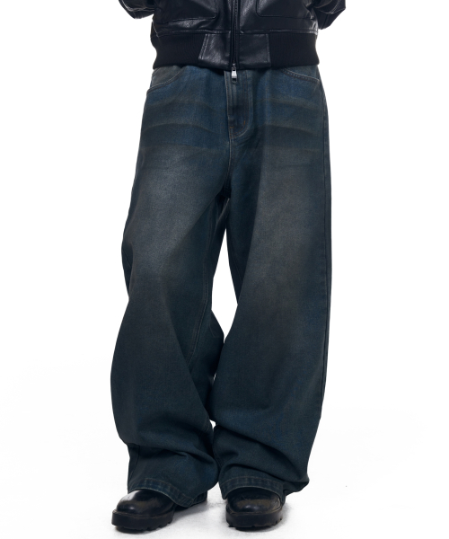 Dirty Waxed Denim Pants (Blue)