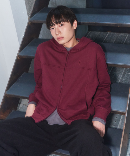 심볼 포인트 후드 집업(with 롱슬리브)-버건디