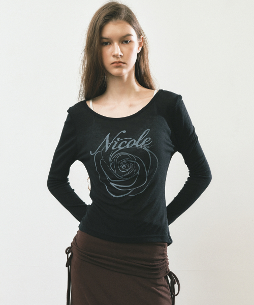 NICOLE ROSE LONG SLEEVE TOP_BLACK