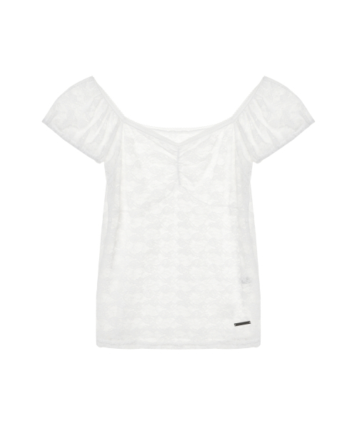 LACE SLEEVE BOAT NECK TOP_IVORY