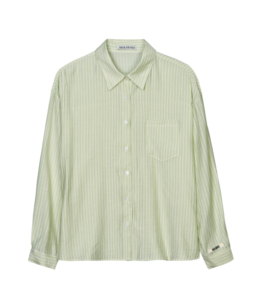 SHEER STRIPE OVERSIZED SHIRT_GREEN