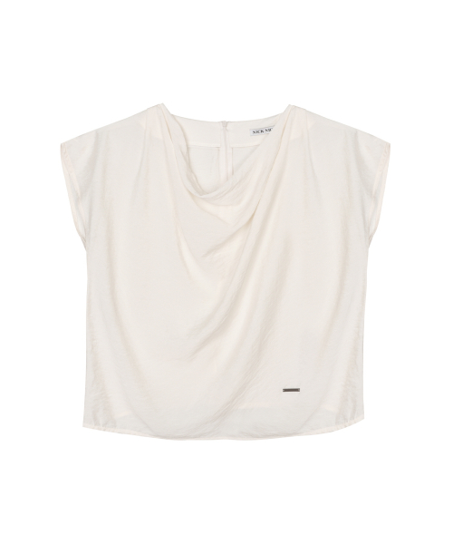 DRAPE NECK BLOUSE_CREAM