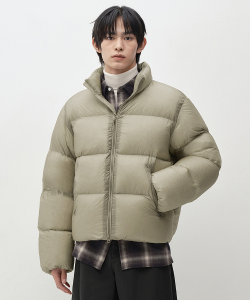 시어 립스탑 다운 숏 패딩 재킷