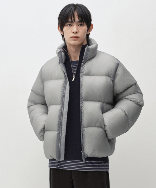 시어 립스탑 다운 숏 패딩 재킷