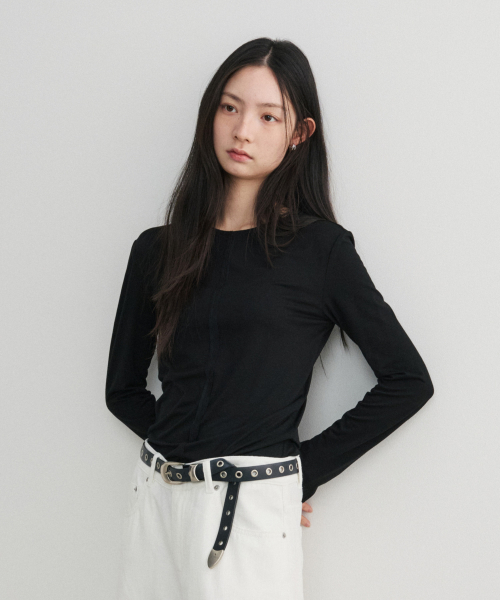 Cut Off Long Sleeve Tee_Black