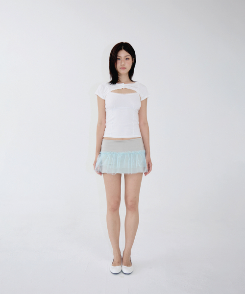 TULLE LAYERED MINI SKIRT SEAFOAM MINT