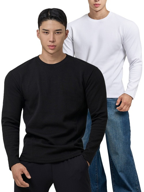 [SET] 퍼펙트 특양면 무지 머슬핏 긴팔 티셔츠_2Color