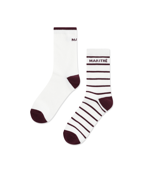 KIDS BASIC STRIPE SOCKS 2PACK burgundy
