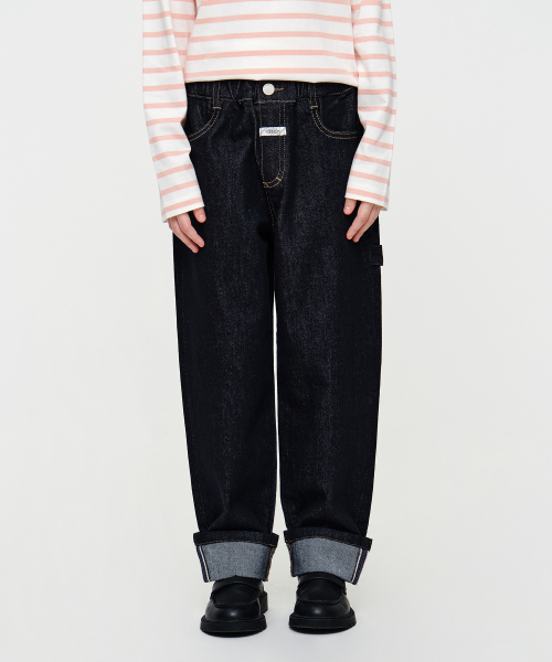 KIDS OUTSTITCH ROLL-UP DENIM PANTS indigo
