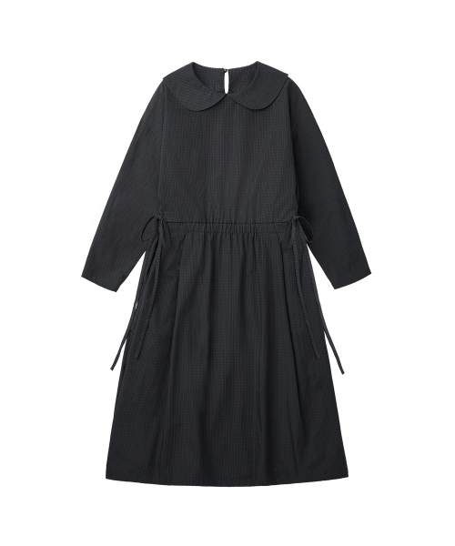 CHECK VOLUME DRESS - DARK GREEN