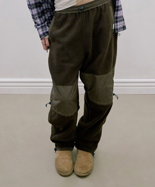 Fleece Colorblock Pants Brown