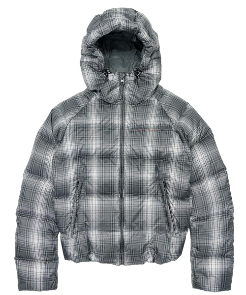 Hooded Puffer Down Multi Check