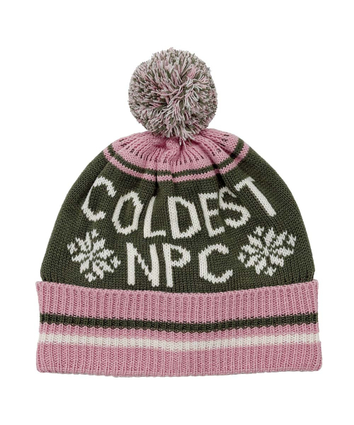Jacquard Pom Pom Beanie Pink