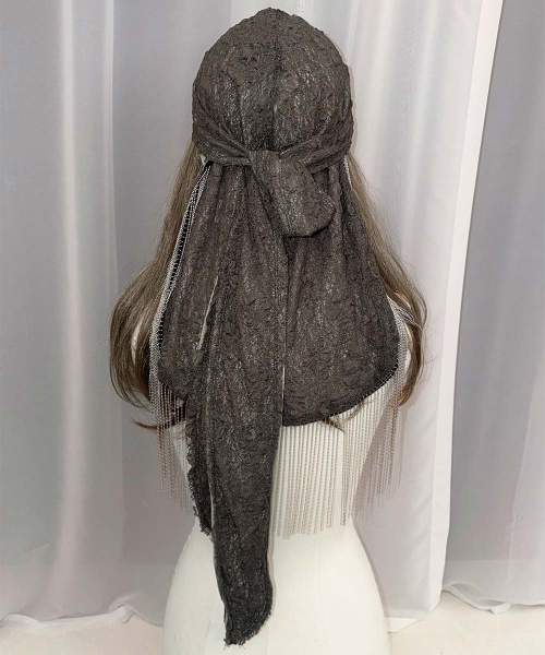 Shaggy Fringe Turban Dark Brown