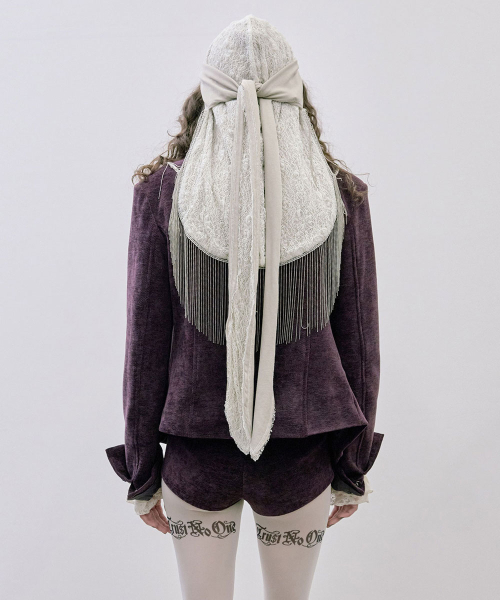 스컬프터 Shaggy Fringe Turban White
