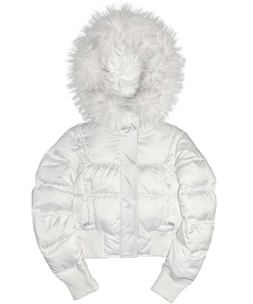 스컬프터 Cropped Hooded Puffer White