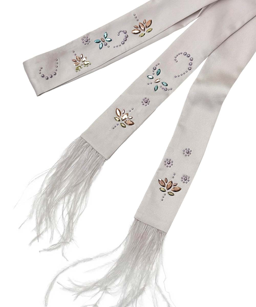 스컬프터 Jewel Feather Scarf Silver