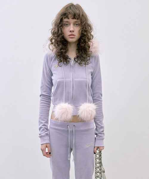 스컬프터 Velour Track Hooded Zip-Up Ube Purple
