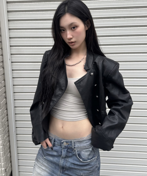 버튼 페이크레더자켓_MIWJLG95QC