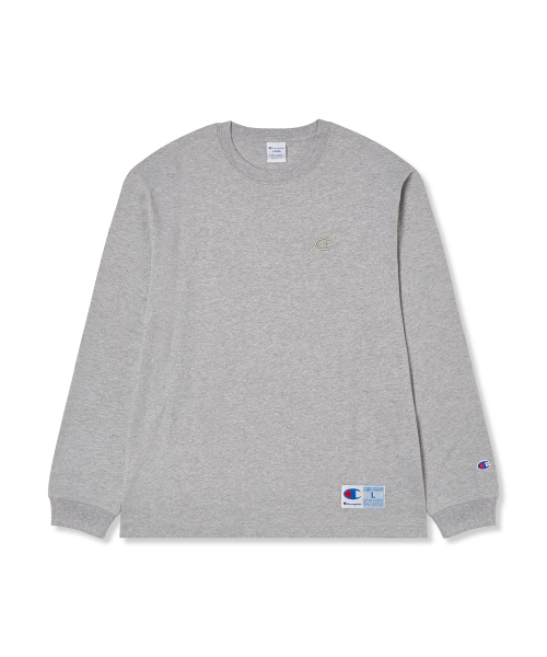 C로고 오버핏 조그택 롱슬리브 티셔츠 Medium Grey