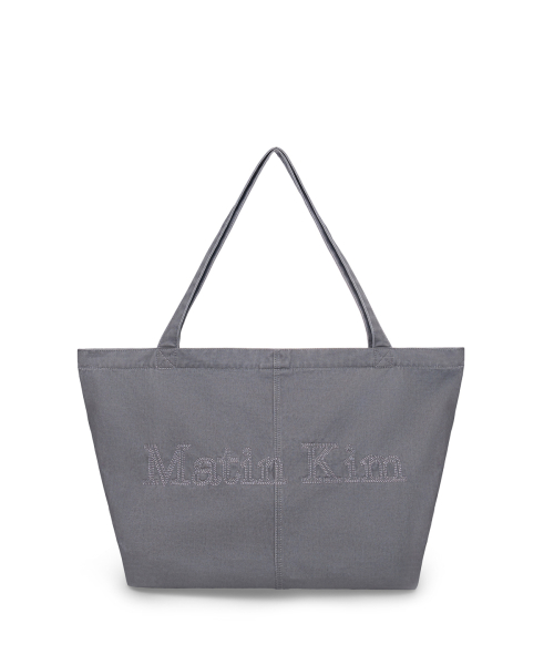 VINTAGE WASHED COTTON SHOULDER BAG IN GREY