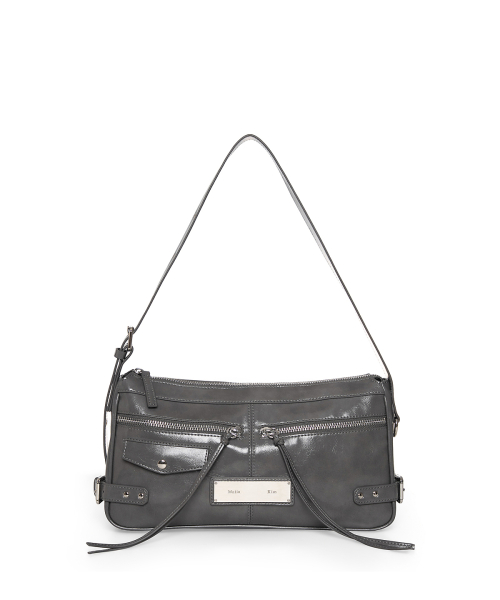 SIDE BUCKLE BIKER SHOULDER BAG IN CHARCOAL