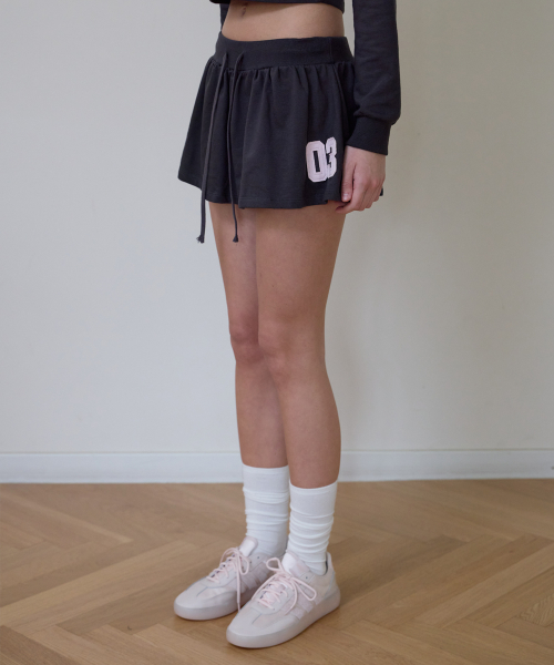 Patchwork Mini Skirt [Charcoal]