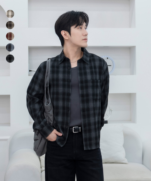 [COCLX삭형] 세미 크롭 플란넬 체크 셔츠 5 COLOR COOSSH207