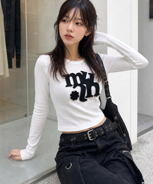 VINTAGE APPLIQUE LOGO LONG SLEEVE [WHITE]