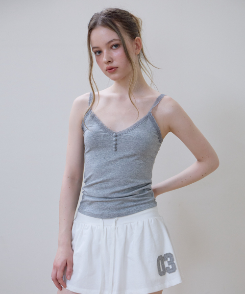 Button Lace Sleeveless [Gray]