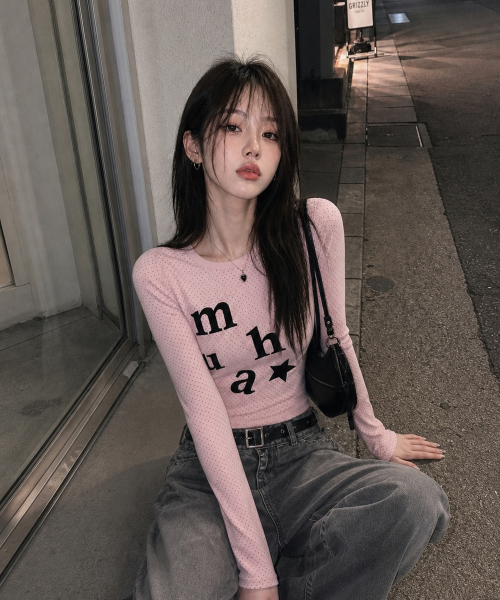 DOT PATCH LOGO LONG SLEEVE [PINK]