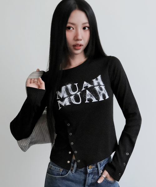 SLIT SNAP BUTTON LONG SLEEVE [BLACK]