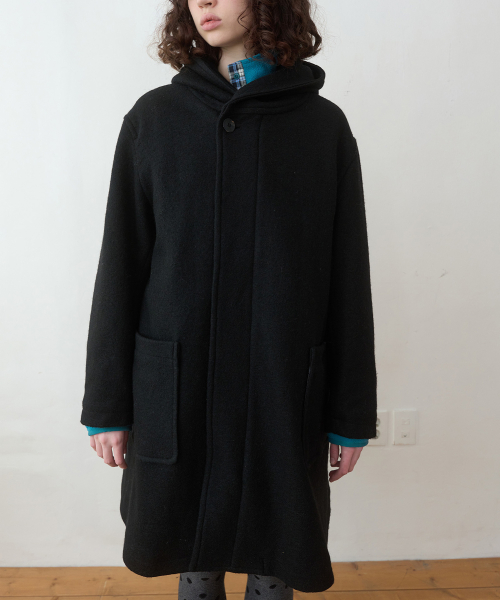 엔조 블루스 패치 포켓 후디 코트 (Black)