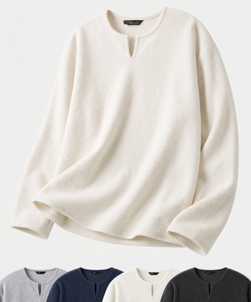 MINIMAL FRENCH TERRY V-NECK T-SHIRT_5 COLOR