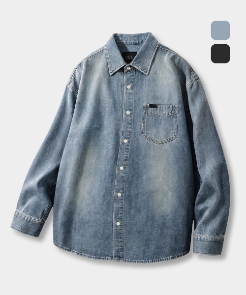 BIO WASHING SEMI OVER DENIM SHIRT_2 COLOR