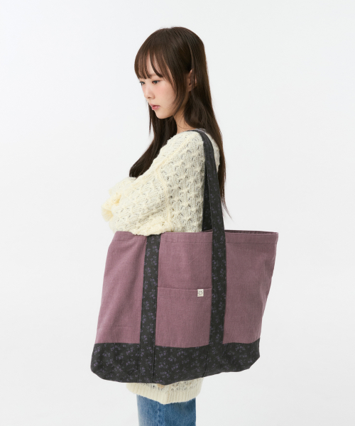VINTAGE FLORAL TOTE BAG, PURPLE