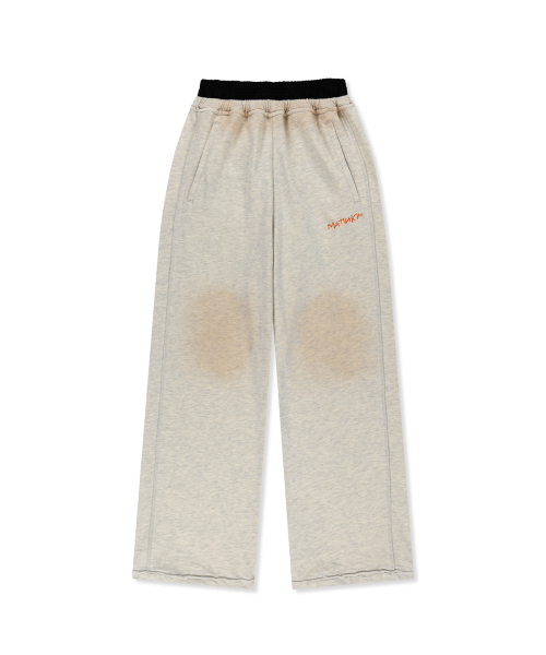 VINTAGE WASHED COLOR CONTRAST SWEATPANTS IN LIGHT BEIGE